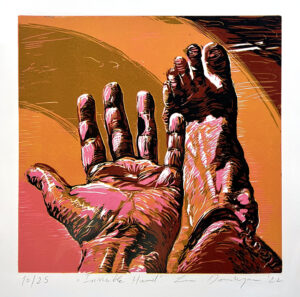 Luc Dondeyne, Invisible Hand, ed 16/25, linosnede, 55x 38 cm, € 500
