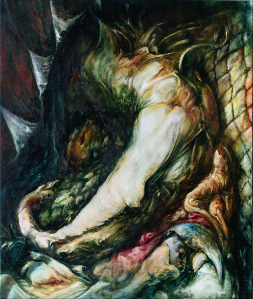 The transformation of Medusa, 2023, oil on canvas, 100 x 85 cm